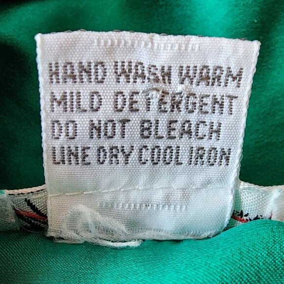 Vintage Morgan Taylor Womens Small Nightgown Sleep Shirt Silk Green Long Sleeve - Picture 8 of 9